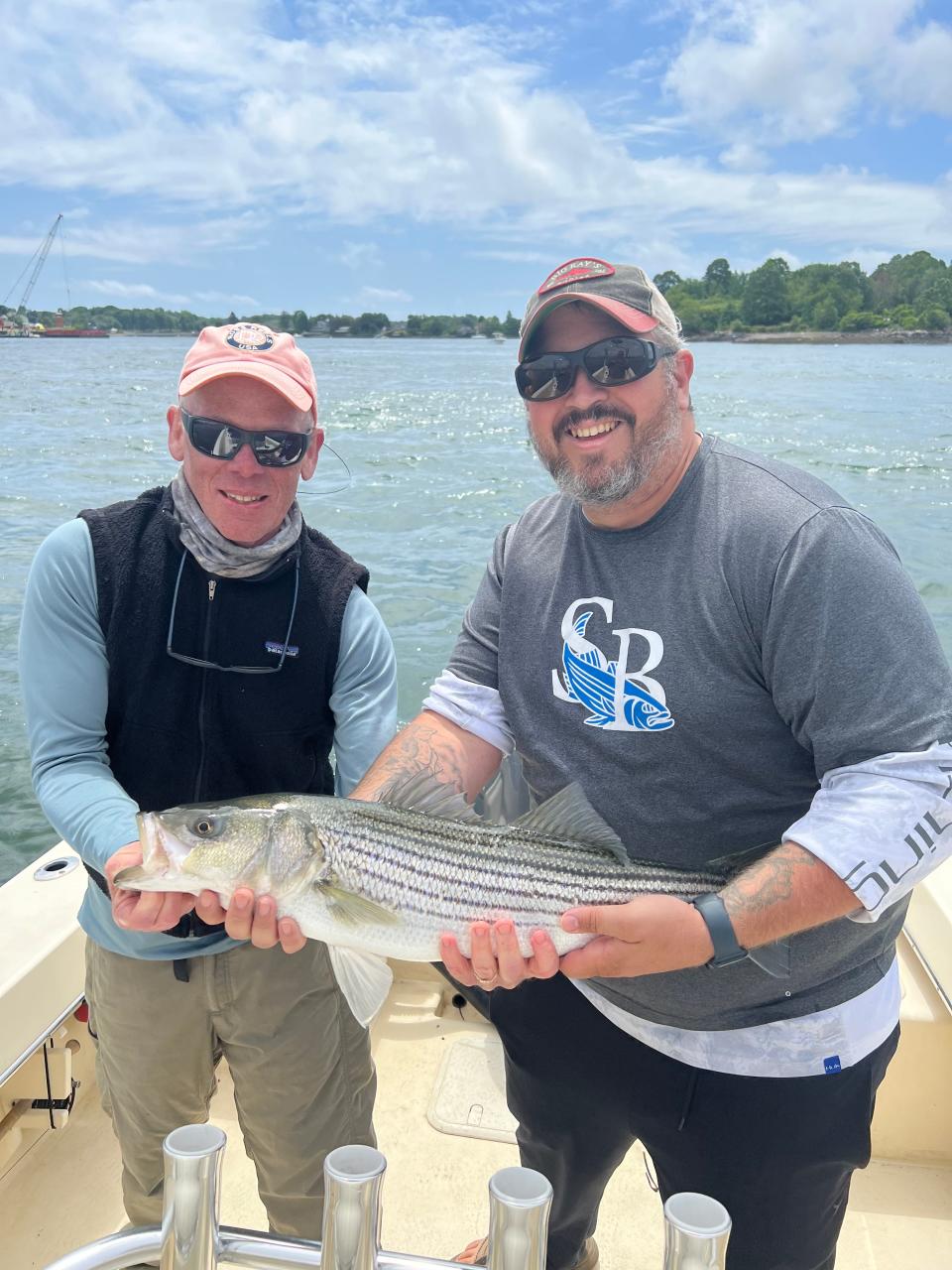 Veteran Chris Boutin and mate Dave Beattie fishing on Captain DJ Lovett’s boat.