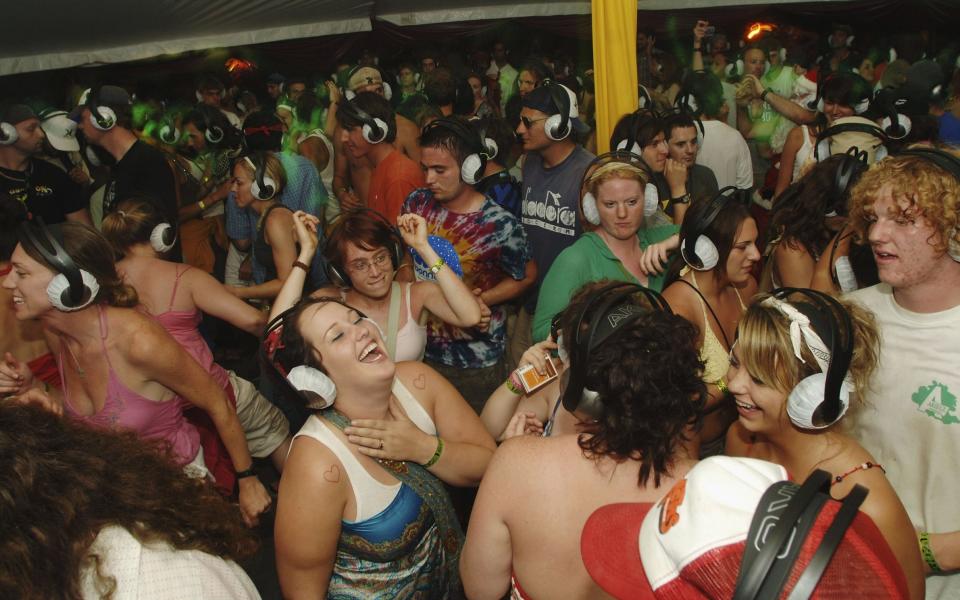 A silent disco at Bonnaroo Festival, Tennessee, in 2006