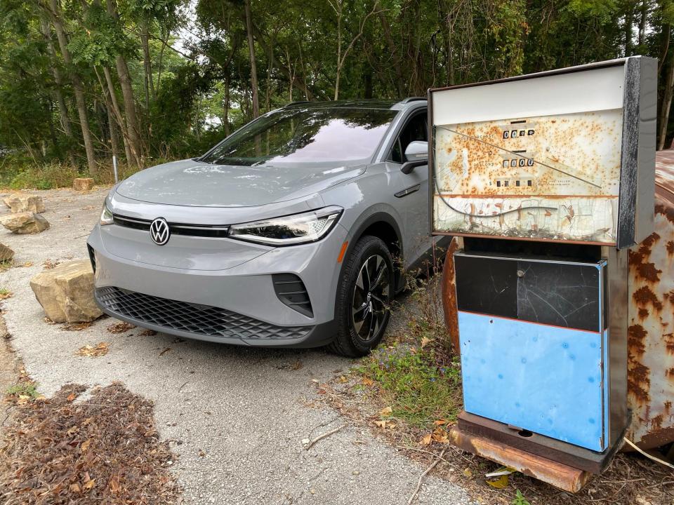 An electric 2021 Volkswagen ID4 AWD SUV in rural Tennessee.