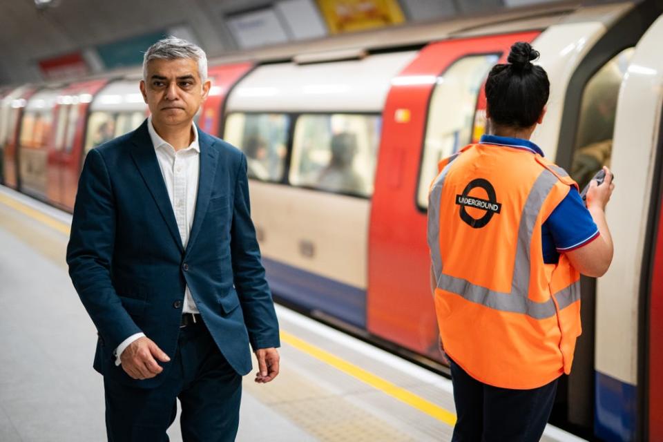 Mayor of London Sadiq Khan re-opened the Bank branch of the Northern line at Monument Station in London (Aaron Chown/PA) (PA Wire)