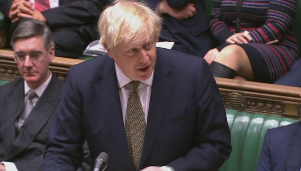 Prime Minister Boris Johnson speaking during the debate in the House of Commons, London, on the Queen's Speech.