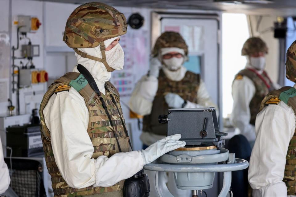 Officer of the Watch on the bridge of HMS Diamond in the Red Sea pictured on January 5 (PA)