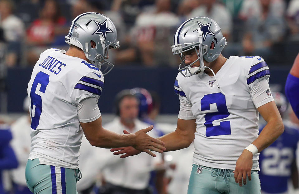 Dallas Cowboys kicker Brett Maher (2) hit a 63-yard field goal against the Eagles. (Getty Images)