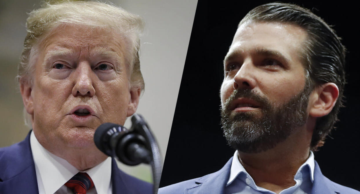 President Trump and Donald Trump Jr. (Photos: Evan Vucci/AP, Paul Sancya/AP)