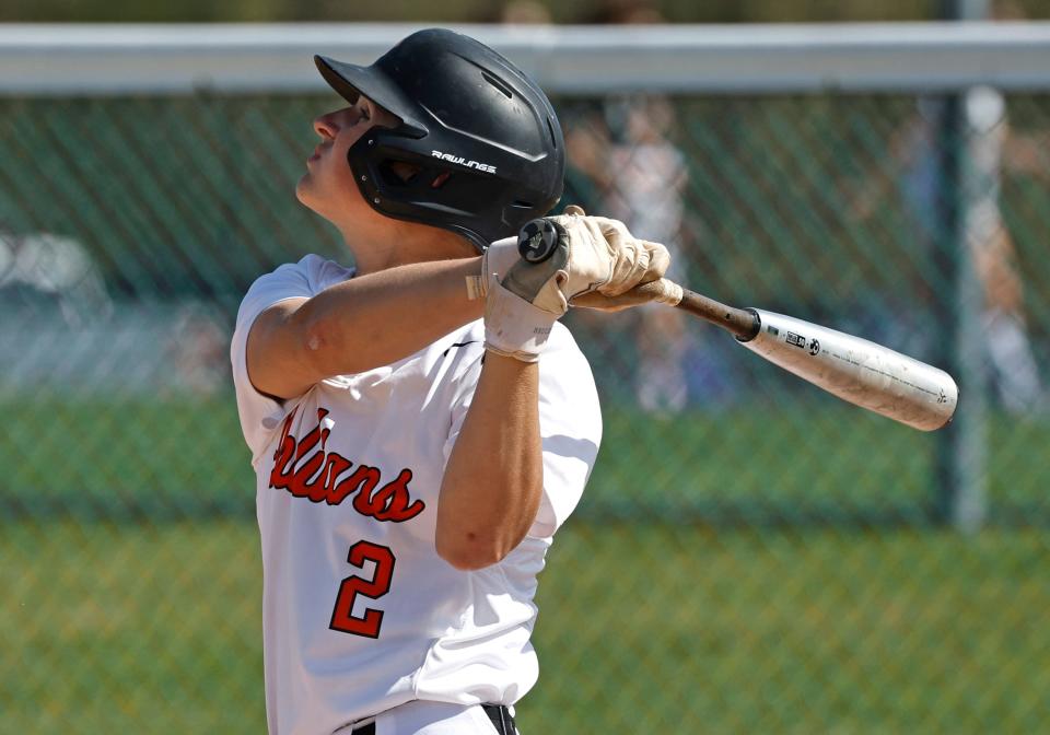 Tecumseh's Tyler Clement gets a hit during a doubleheader against Jackson.