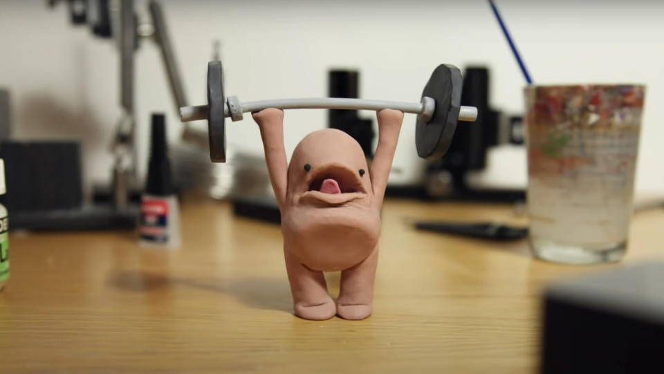 Animator and YouTuber, Guldies, has created an incredible claymation video featuring a squishy "strong boi" busting out some dastardly overhead-press reps.