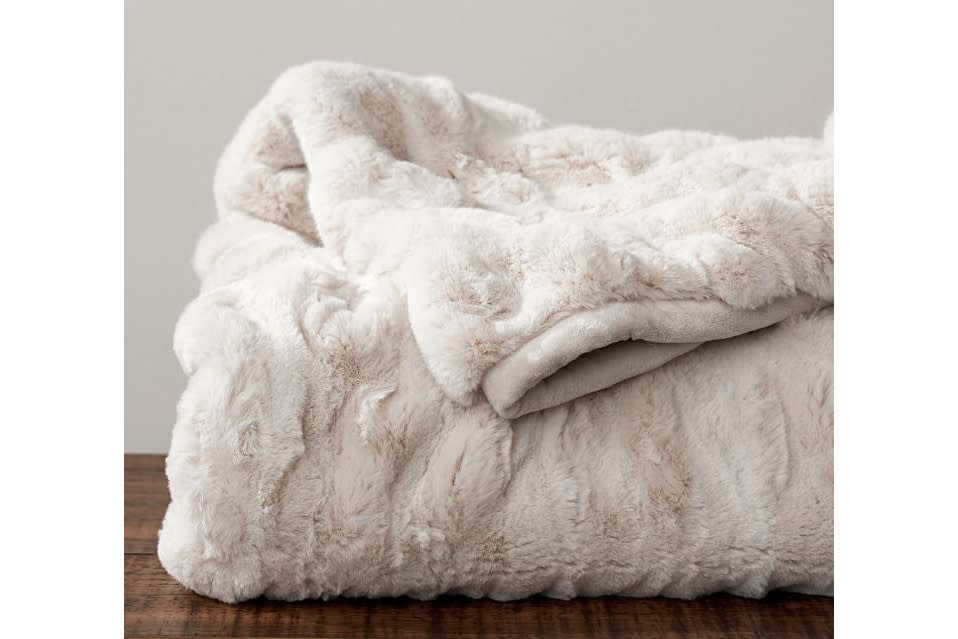 Ruched Faux Fur Throw