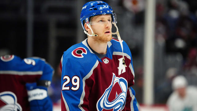 Nathan MacKinnon was not happy with the officials following the Avalanche&#39;s Game 5 loss to the Seattle Kraken in Round 1 of the NHL playoffs. (Ron Chenoy-USA TODAY Sports)