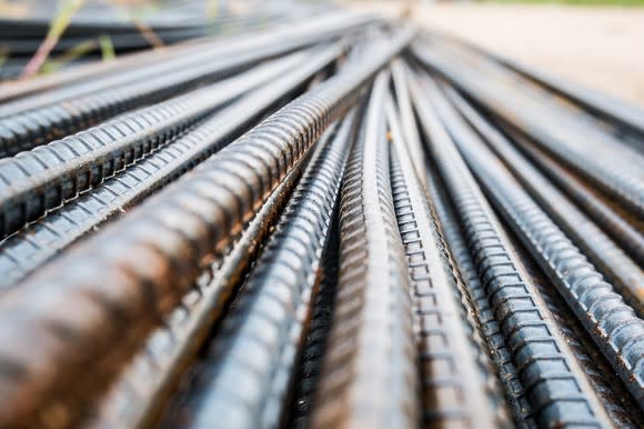 A stack of steel rebar