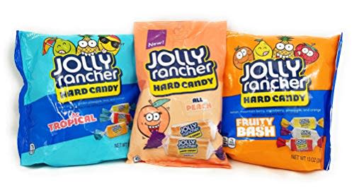 Jolly Rancher Hard Candy Variety Pack of 3 Hard to Find Fruity Flavors: One Peach (7 oz), One Tropical (13 oz) and One Fruity Bash (13 oz) - 33 ounces total