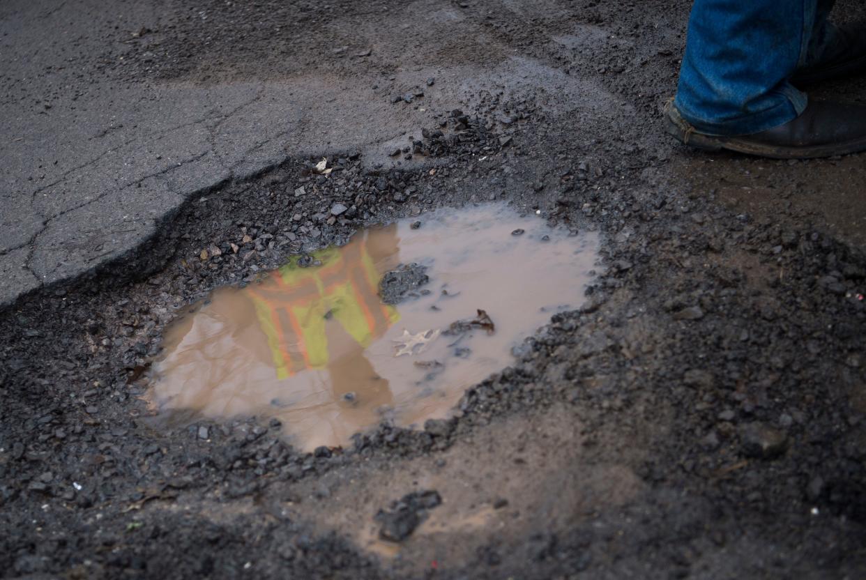 With the thawing of recent ice and snow, potholes form on roads around East Tennessee.
