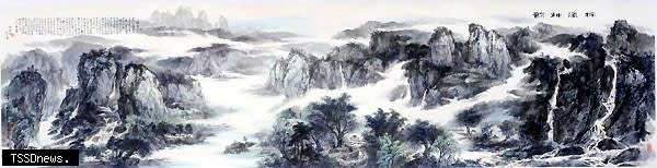 浙江溫州山水畫家林錫春作品《楠溪神韻》。