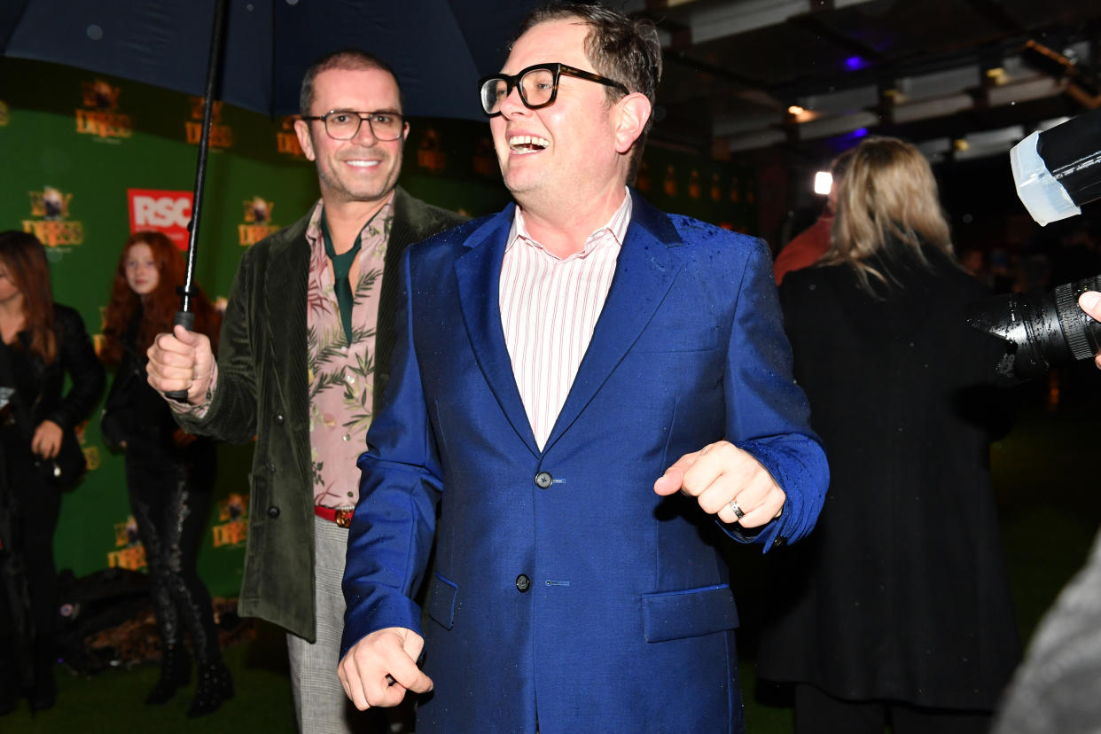 Paul Drayton (left) and Alan Carr attending the opening night of the Boy In The Dress at the Royal Shakespeare Company in Stratford Upon Avon.