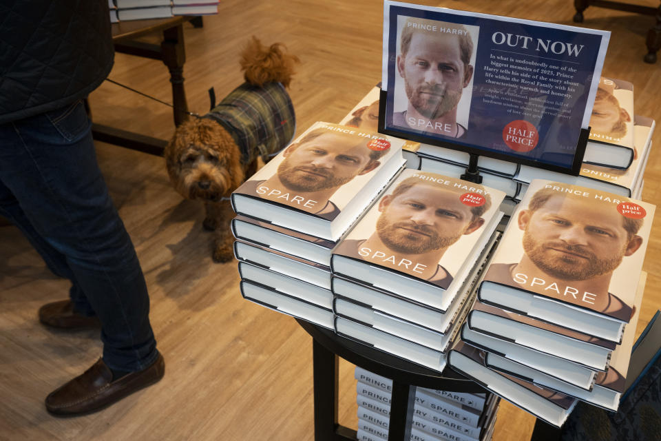 On the day that Prince Harry, the Duke of Sussex's book entitled 'Spare' is published in the UK, hardback copies are revealed and are now on sale in the Waterstones bookshop in Victoria, on 10th January 2023, in London, England. (Photo by Richard Baker / In Pictures via Getty Images)