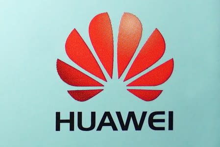 The Huawei logo is pictured in the Manhattan borough of New York