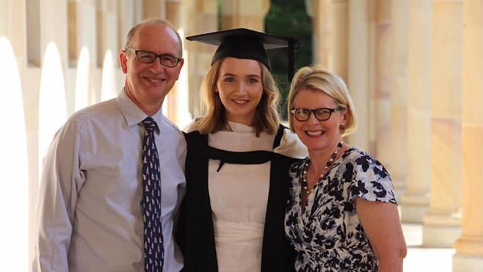 Brisbane doctor Andrew Bryant with his daughter Charlotte and wife Susan. Source: Facebook
