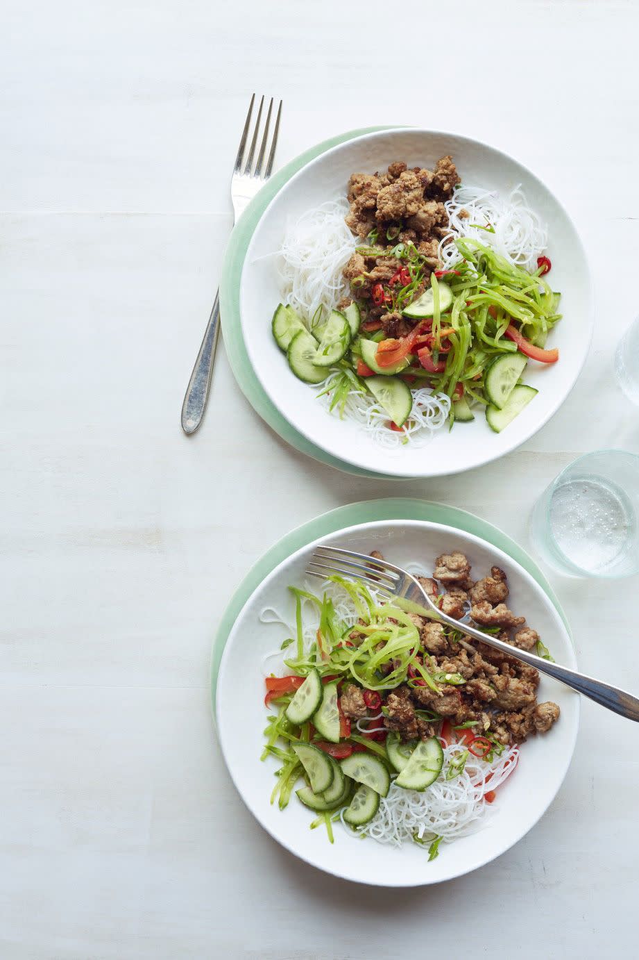 Gingery Asian Noodle Salad with Turkey and Cucumbers