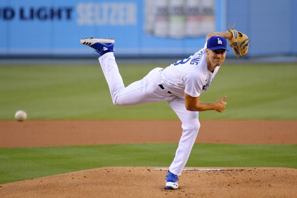 Dodgers starting Ross Stripling throws against the San Diego Padres on Tuesday.