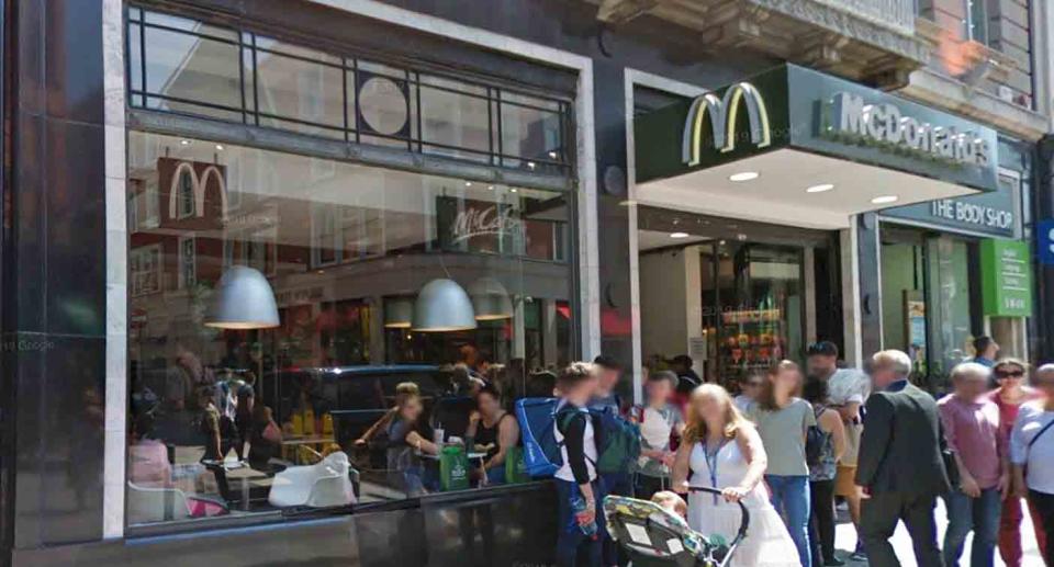 The outside of a McDonald's restaurant in Dublin. 