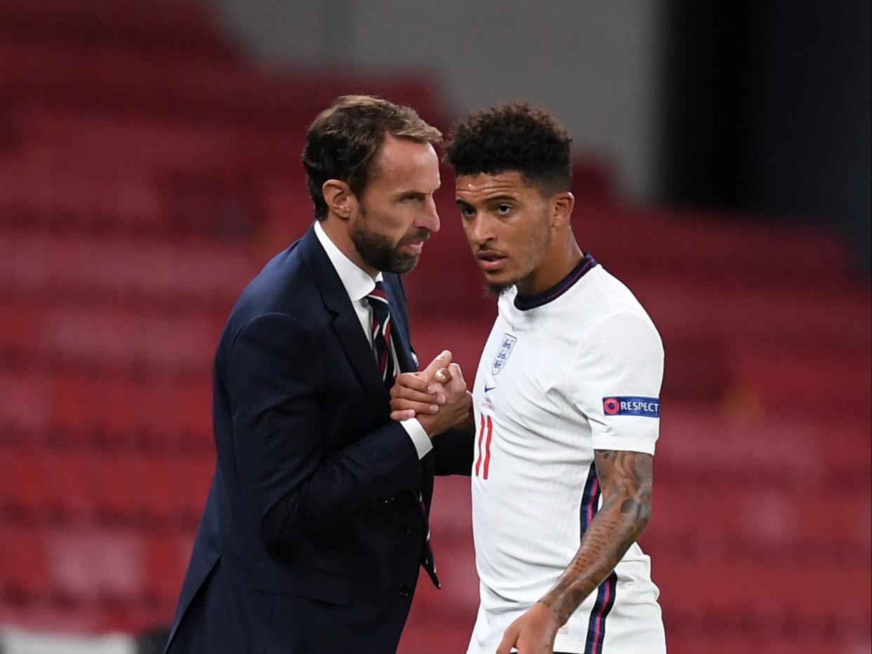 Jadon Sancho was seen attending a party with Tammy Abraham and Ben Chilwell that appeared to break coronavirus protocols (Getty)