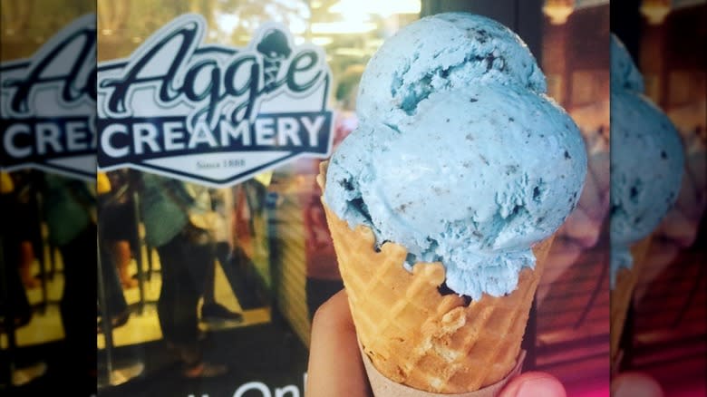 blue mint ice cream cone