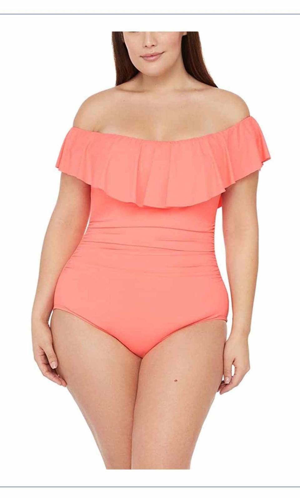 Plus-Size Ruffled Bandeau One Piece Swimsuit