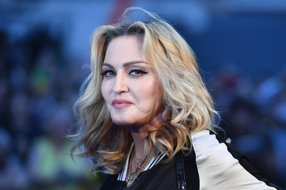 US singer-songwriter Madonna poses arriving on the carpet to attend a special screening of the film "The Beatles Eight Days A Week: The Touring Years" in London on September 15, 2016. / AFP / Ben STANSALL        (Photo credit should read BEN STANSALL/AFP via Getty Images)