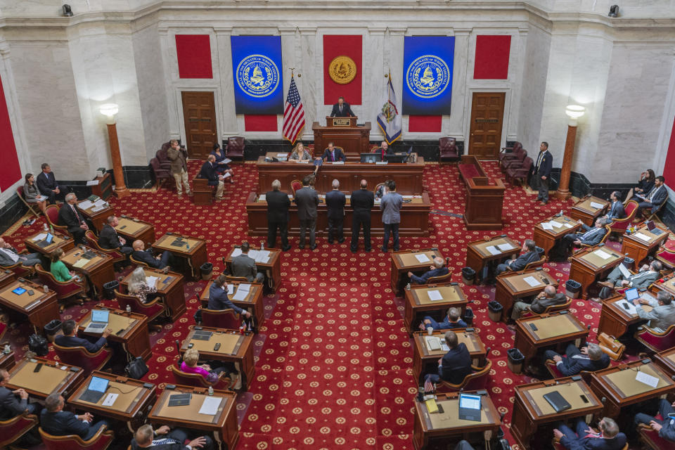 Lawmakers deliver articles of impeachment to the state Senate against all the sitting justices on the state’s highest court, Aug. 20. (Photo: Craig Hudson/Charleston Gazette-Mail via AP)