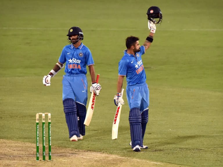 Virat Kohli (right) scored 90 runs from 55 balls against Australia at the Adelaide Oval on January 26, 2016