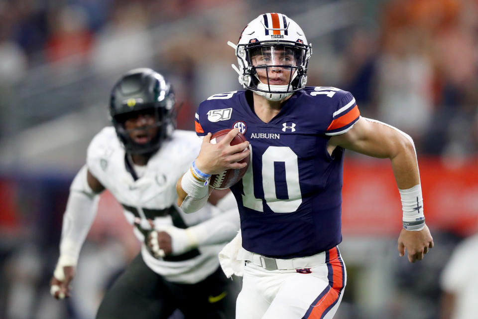 Auburn QB Bo Nix led the Tigers to a surprising comeback win over the Oregon Ducks on Saturday. (Getty)