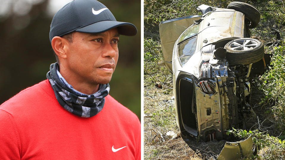 Tiger Woods had no memory of his recent car accident in the moments after waking up behind the wheel of his wrecked SUV. Pictures: Getty Images