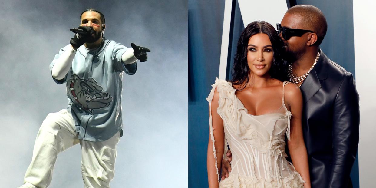 Drake; Kim Kardashian and Ye.