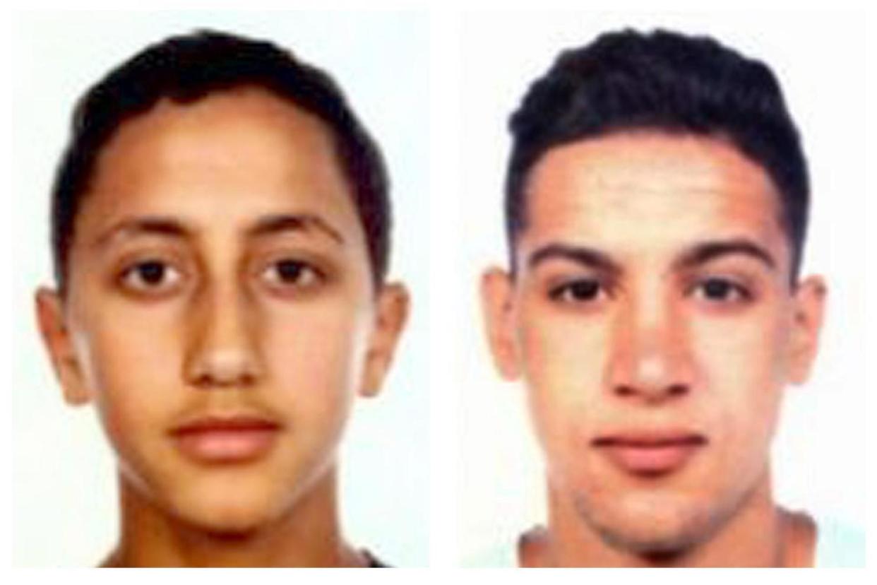 Moussa Oukabir (left) and Said Aallaa are being hunted by Spanish police over their suspected involvement in the Barcelona terror attack: PA