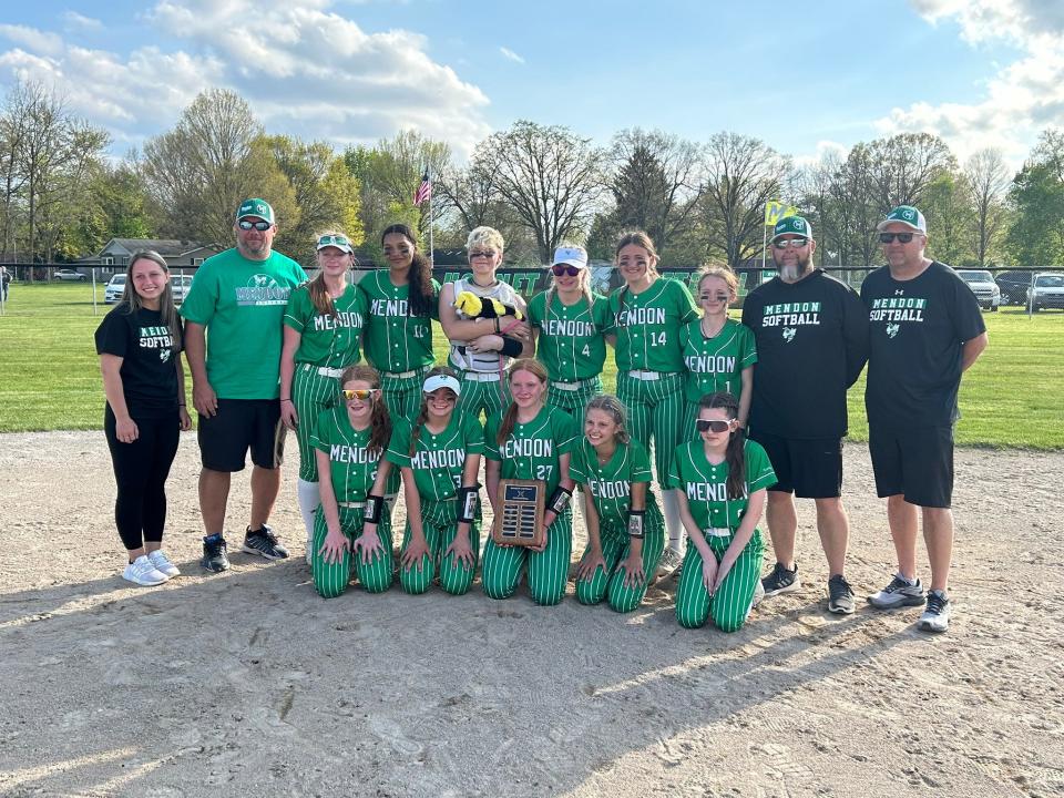 The Mendon softball team won both games on Saturday at home.