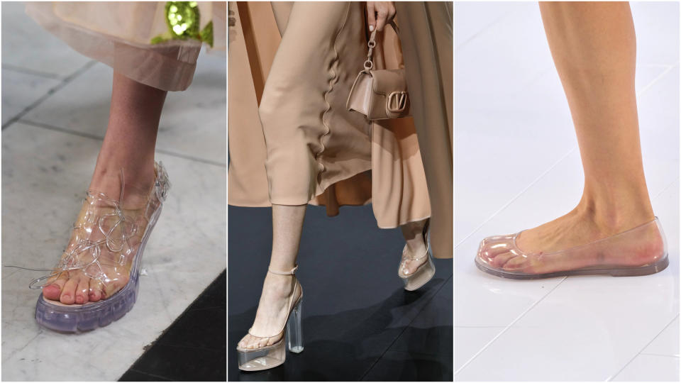 clear shoes at Simone Rocha, Valentino, Loewe