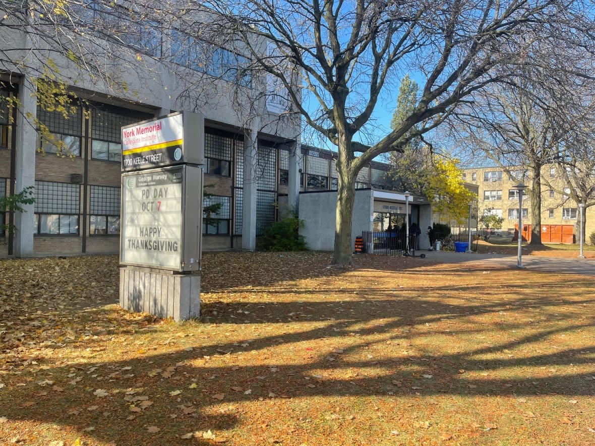 George Harvey Collegiate Institute was recently renamed York Memorial Collegiate after the merger of the two schools.  (Christopher Langenzarde/CBC - image credit)