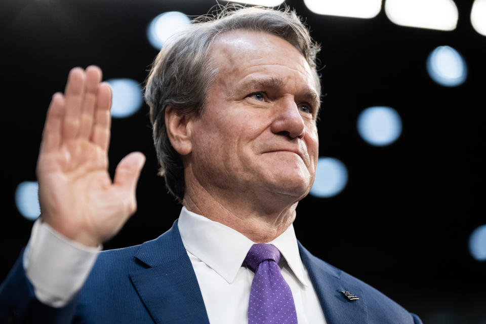 UNITED STATES - DECEMBER 6: Brian Moynihan, CEO of Bank of America, is sworn in during the Senate Banking, Housing, and Urban Affairs Committee hearing titled 