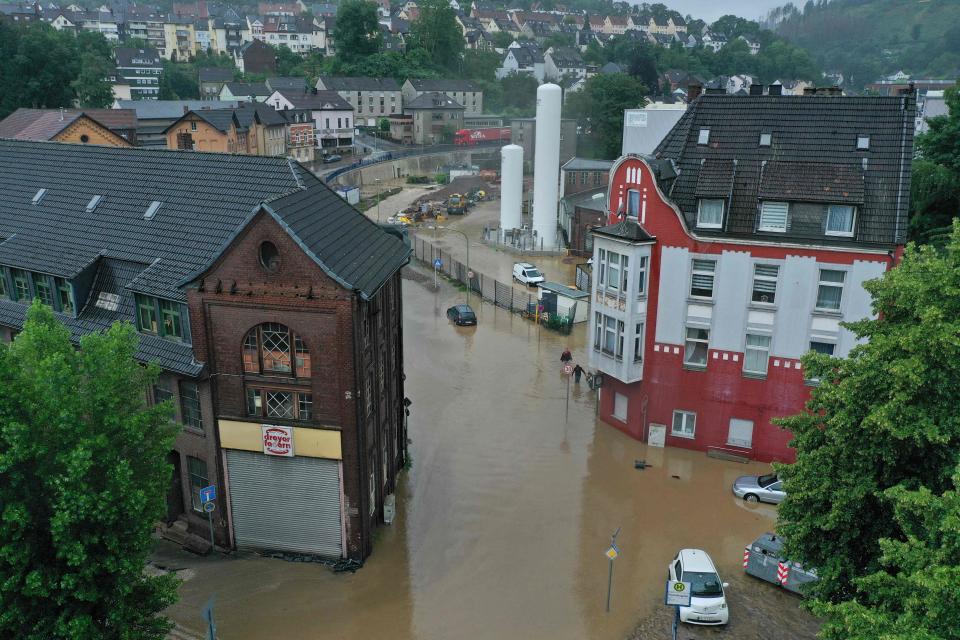 Hagen’s flooded city centre (AFP/Getty)