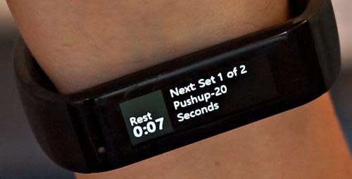 Microsoft Band showing workout instructions