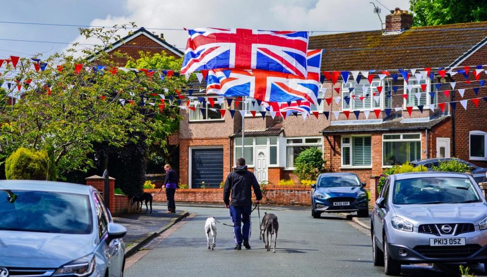 Fairlie Drive in Rainhill, Merseyside is decorated ahead of the Platinum Jubilee celebrations (PA) (PA Wire)
