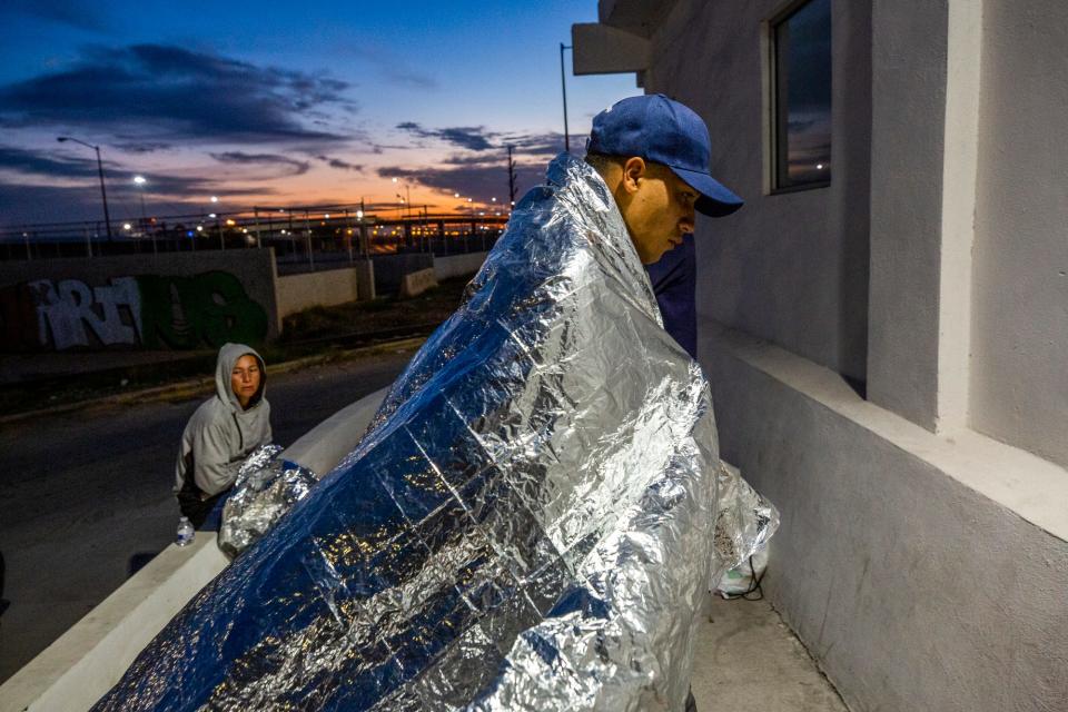 Venezuelan migrants sleep on the streets of Ciudad Juarez after being expelled from the U.S. on Oct. 15, 2022. 