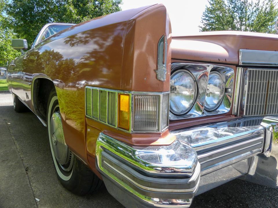The paint job on Herb Caldwell’s 1974 Cadillac Eldorado may be faded, but the classic car still has all the trimmings of a luxury ride. (Laura Lane / Herald-Times)