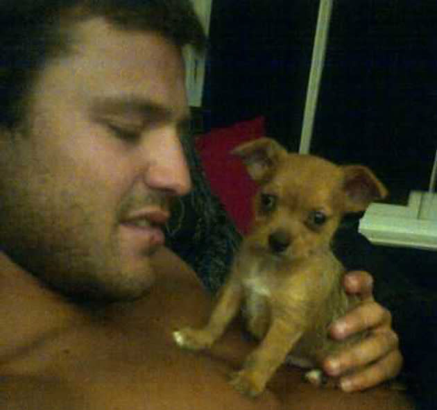 Celebrity photos: Mark Wright tweeted this image of himself having a cuddle with his puppy, Wrighty. We can’t work out who’s cuter: Mark or the dog.