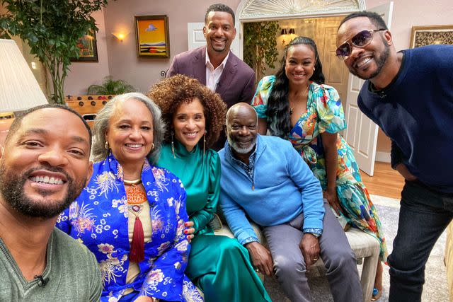 <p>Courtesy of Will Smith</p> (L-R) Will Smith, Daphne Maxwell Reid, Karyn Parsons, Alfonso Ribeiro, Joseph Marcell, Tatyana Ali and DJ Jazzy Jeff reunite for 'The Fresh Prince of Bel-Air's 30th anniversary special in 2020