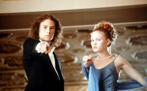 Heath Ledger and Julia Stiles in 10 Things I Hate About You (1999) - Credit: Film Stills