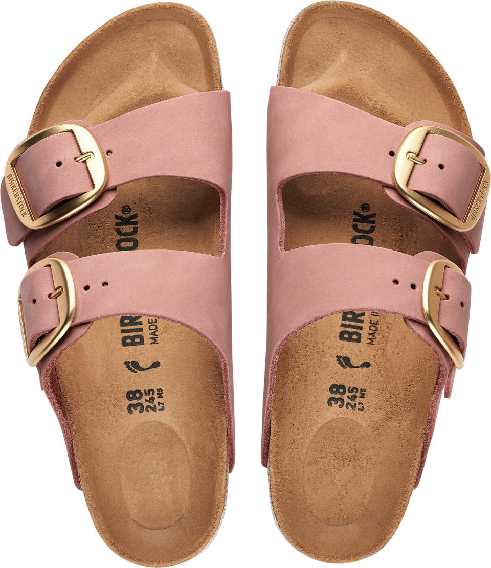 Birkenstock’s Arizona Big Buckle Old Rose Nubuck Leather Sandals