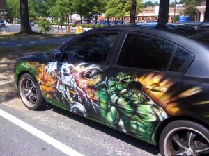 Hulk painted on car