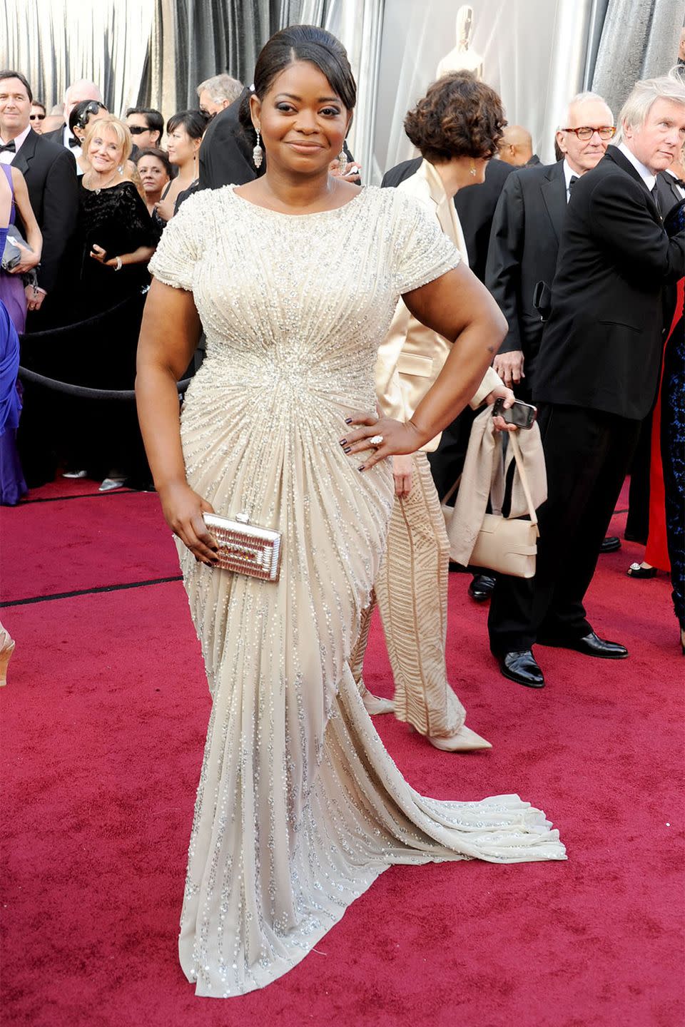 <p>Octavia Spencer sparkled in Tadashi Shoji when she accepted her Best Supporting Actress award for <em>The Help </em>in 2012. </p>