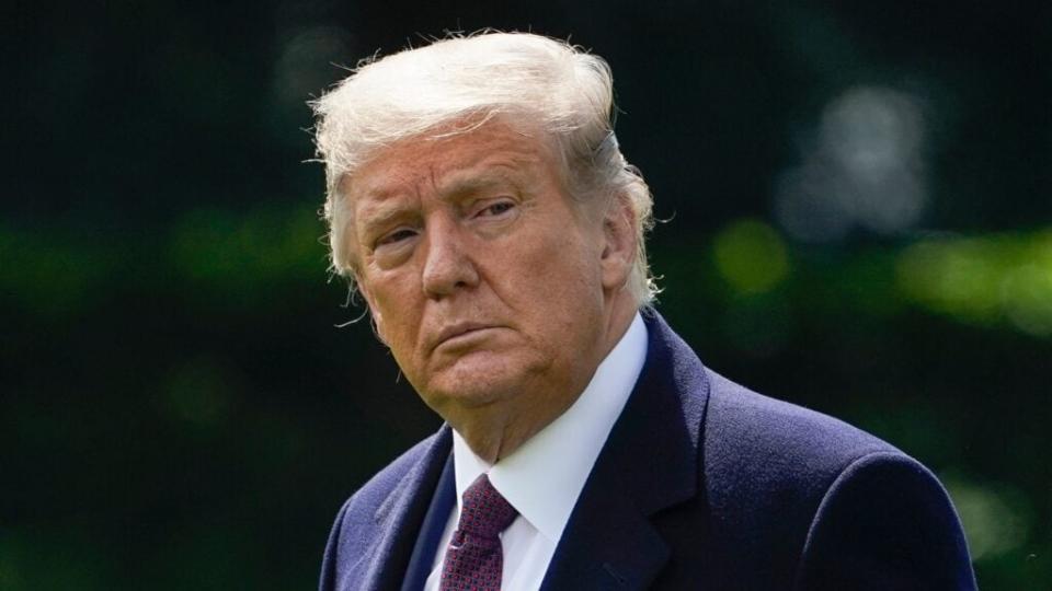 President Donald Trump walks to Marine One on the south lawn of the White House Thursday en route to Bedminster, New Jersey for a roundtable event with supporters and a fundraiser. (Photo by Drew Angerer/Getty Images)