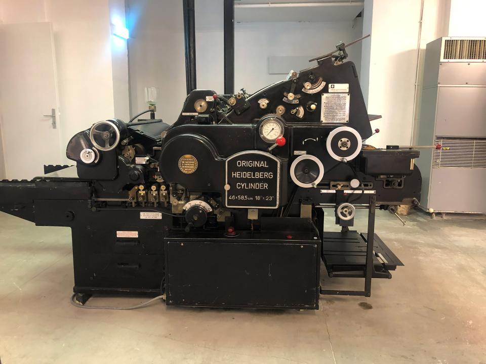 Quick break to see the original Heidelberg Cylinder.